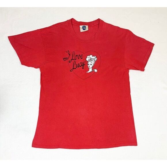 Vintage 1991 I Love Lucy Show T-Shirt Red Large Embroidered TV Single Stitch - Picture 1 of 9